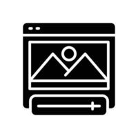 Video Anzeigen Glyphe Symbol. Vektor Symbol zum Ihre Webseite, Handy, Mobiltelefon, Präsentation, und Logo Design.