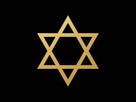 gyllene stjärna av david. gul religiös hexagram med traditionell symboler av judendom för jewish Semester vektor design