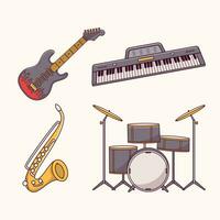 Musical Instrument, Band Musik- Instrument, Gitarre, Klavier, Klaviatur, Trommel, Saxophon, Musical Instrument Illustration vektor