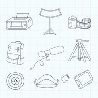 Drucker, Mikrofon, Stativ, Tasche, Gliederung Illustration vektor