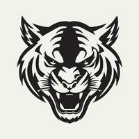 svart och vit tiger ansikte ritningar på en vit bakgrund vektor