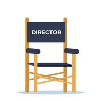 trä- hopfällbar stol med direktör märka för bio eller teater användande. bio direktör stol. vektor illustration.
