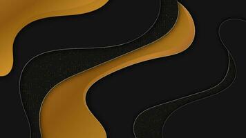 Prämie Gold Kurve mit schwarz Hintergrund, Luxus dynamisch Welle Textur Hintergrund vektor