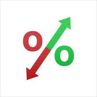 Prozent Symbol Markt erhöhen, ansteigen Wachstum und verringern Symbol. MwSt Bewertung Symbol vektor