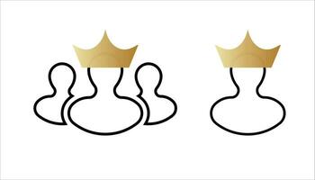 ledare med gyllene krona. lyx symbol och kunglig vip stil för herre och affärsman för kreativ konferenser och vektor mottagningar