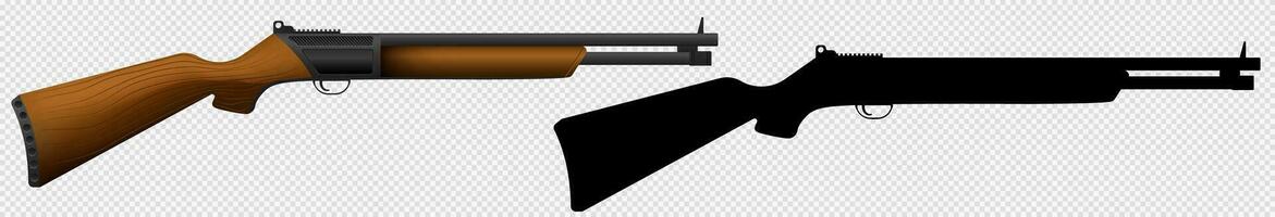 Pumpe Schrotflinte. Gewehr zum Militär- und Jagd Situationen mit groß Kaliber Munition und Vektor Schuss