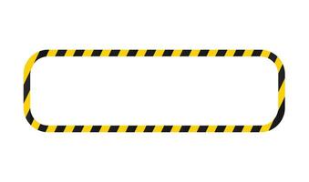 rechteckig Rahmen mit Gelb schwarz Streifen. Gefahr Warnung mit Symbole von Beachtung und Vorsicht im industriell Vektor Bereiche