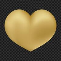 guld hjärta vektor lyx gyllene 3d illustration isolerat på vit