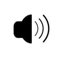 schwarz Lautsprecher mit Klang Wellen. Symbol von laut Klang und Musical Medien Pause mit erhöhen, ansteigen und verringern von Lärm Vektor Dezibel