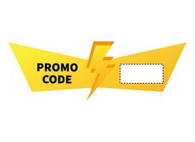 geometrisch Coupon mit Promo Code und Blitz. golden Gutschein mit brechen Linie zum Geschäft Rabatt und Verkauf zum Schneiden und Marketing Vektor bietet an