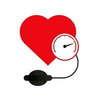 rot Herz mit Druck Messung Sensor. medizinisch Bewertung Monitor Kardiomonitoring zum Pflege von System und Impuls zum gesund Vektor Lebensstil