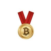 Bitcoin Digital Währung Gold Medaille Belohnung Vektor