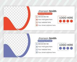 minimalistisk företag e-post signatur design mall eller e-post sidfot och personlig social media omslag design vektor
