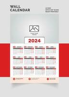 2024 vägg kalender enda sida kalender ett sida kalender vektor