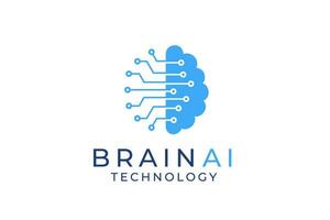 hjärna logotyp lämplig för teknologi logotyp design. hjärna tech vektor logotyp mall. artificiell intelligens logotyp