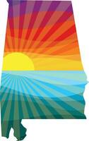 bunt Sonnenuntergang Gliederung von Alabama Vektor Grafik Illustration Symbol