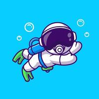 söt astronaut snorkling tecknad serie vektor ikon illustration. teknologi sport ikon begrepp isolerat premie vektor. platt tecknad serie stil