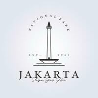 översikt nationell parkera monas ikon vektor, landmärke av jakarta för logotyp symbol illustration design vektor