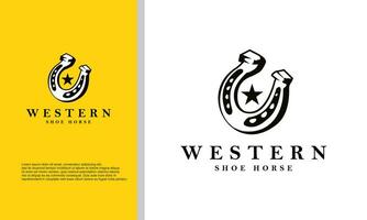 Schuh Pferd zum Country.Western Cowboy Ranch Logo Design Inspiration vektor