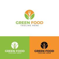 grön mat och restaurang vektor ikon och logotyp design vektor mall