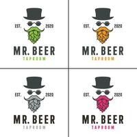 Herr. Bier hop Hipster brauen Logo Design Vektor Vorlage