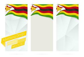 Design von Banner, Flyer, Broschüren mit Flagge von Zimbabwe. vektor