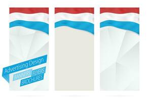 Design von Banner, Flyer, Broschüren mit Flagge von Luxemburg. vektor