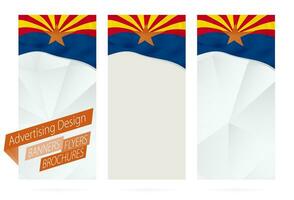 Design von Banner, Flyer, Broschüren mit Arizona Zustand Flagge. vektor