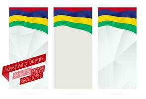 design av banderoller, flygblad, broschyrer med flagga av mauritius. vektor