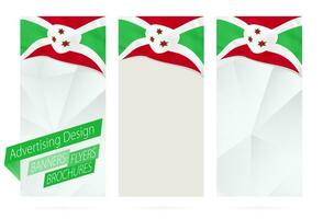 design av banderoller, flygblad, broschyrer med flagga av burundi. vektor