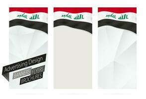 Design von Banner, Flyer, Broschüren mit Flagge von Irak. vektor