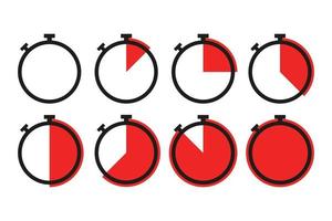 uppsättning stoppur ikon. timer vektor illustration i platt design