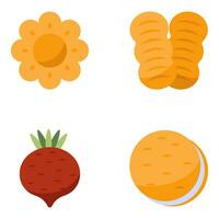 einstellen von Früchte und Mahlzeit eben Symbole vektor
