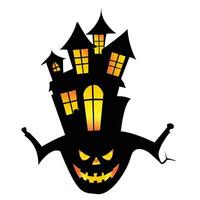 Halloween Haus Symbol Silhouette mit Hut geformt Design vektor