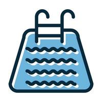 Schwimmen Schwimmbad Vektor dick Linie gefüllt dunkel Farben Symbole zum persönlich und kommerziell verwenden.
