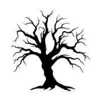 död- träd vektor silhuett fri, skrämmande träd silhuett vektor, halloween läskigt träd vektor illustration