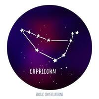 capricorn vektor tecken. stjärntecken konstellation tillverkad av stjärnor på Plats bakgrund.