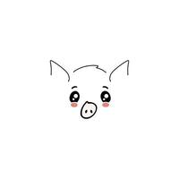 Rosa Stimmung mit süß Schwein Clip Art. Stimmung von Urlaub und Entspannung mit Gesicht von Anime Schwein kreativ Entspannung mit schön Vektor Minimalismus.