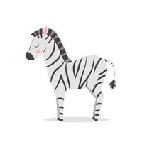 söt zebra, barnslig vektorillustration i platt stil vektor