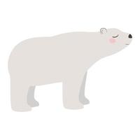 söt tecknad illustration av en vit isbjörn, i en platt stil. vektor