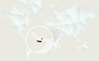 vereinigt arabisch Emirate Karte mit Flagge im Kontur auf Weiß polygonal Welt Karte. vektor