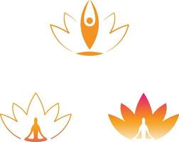 Ayurveda Yoga spirituell Meditation im Mensch fuge Lotus Sitzung Unternehmen Logo Orange Chakra vektor