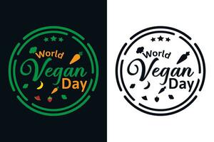 Welt vegan Tag T-Shirt Design Vorlage. Vektor Illustration