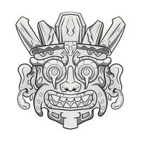 Kultur Kopf Statue traditionell Barong oder Tiki Maske trofisch Zeichen von polynesische Illustration gut zum Esport Logo oder Spielen Maskottchen, t Hemd Drucken, bekleidung oder Abzeichen. vektor