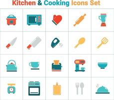 kök och matlagning ikoner uppsättning. kök ikoner. matlagning ikoner. vektor illustration. kök redskap.