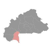 sud ouest Region Karte, administrative Aufteilung von Burkina faso. Vektor Illustration.