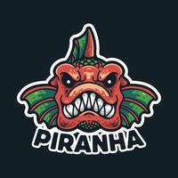 piranha fisk illustration karaktär vintage vektor