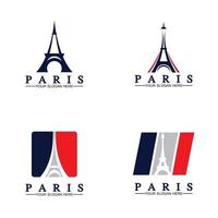 Paris und Eiffelturm Logo Vektor Icon Illustrator Designvorlage