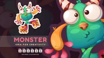 Cartoon Charakter Halloween Monster - entzückender Aufkleber vektor