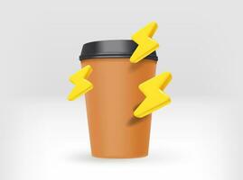 Kaffee Tasse mit Blitze. 3d Vektor Illustration